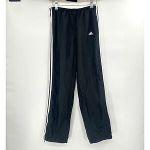 VTG Adidas Mens Y2K Track Pants Size Small Black White Stripe Ankle Zip Hip Hop